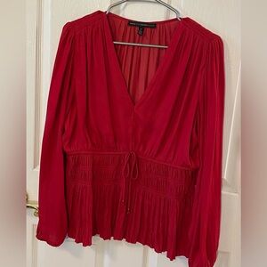 White House Black Market Scarlet V-Neck Blouse